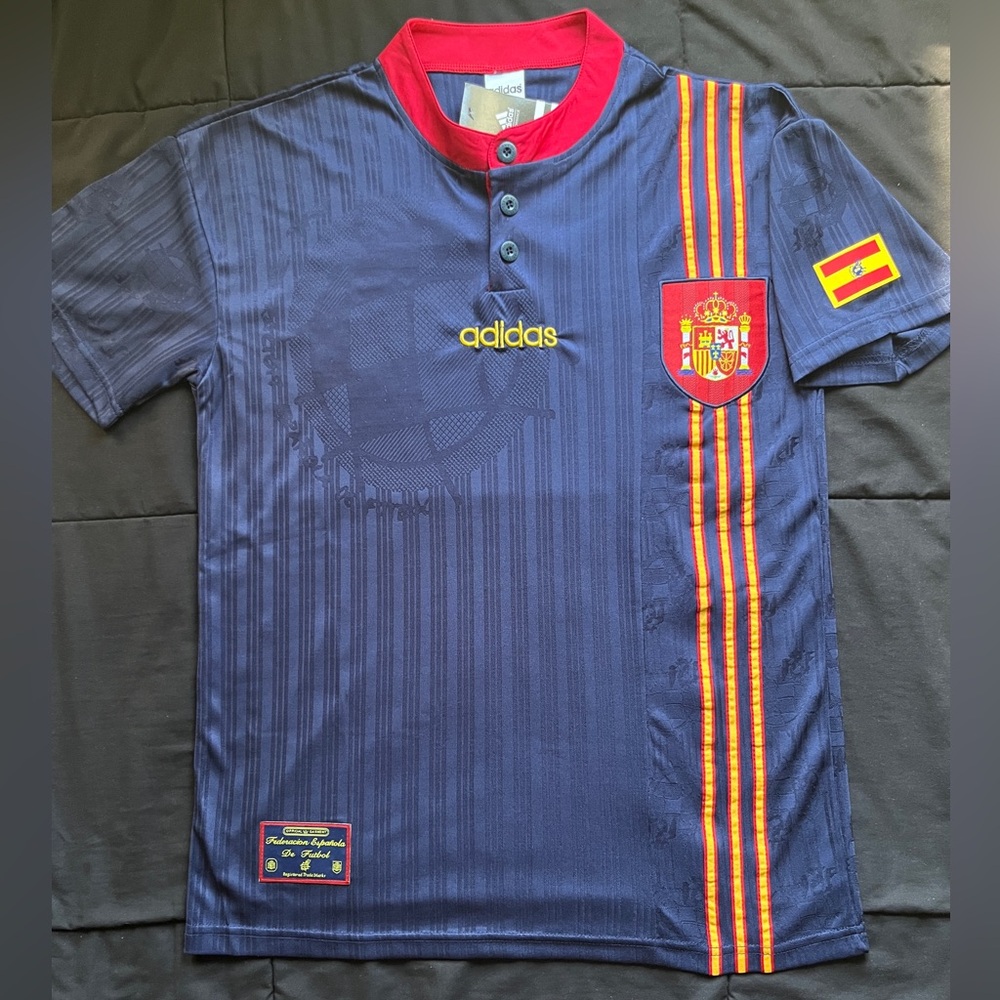 Spain Away Soccer Jersey Retro 1996-1998 Navy Blue Kit